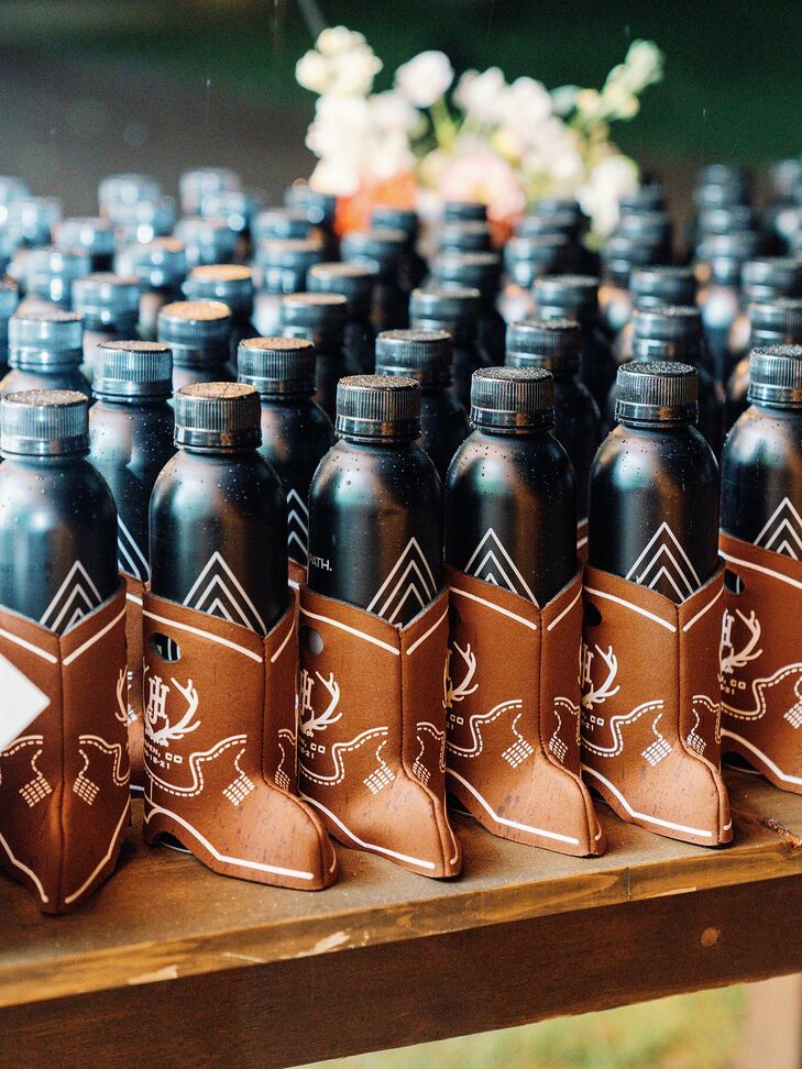 Water Bottle Wedding Favors With Cowboy Boot Koozies