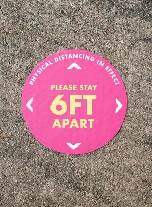 Social Distancing Floor Sign at Wedding in Fairfax Station, Virginia