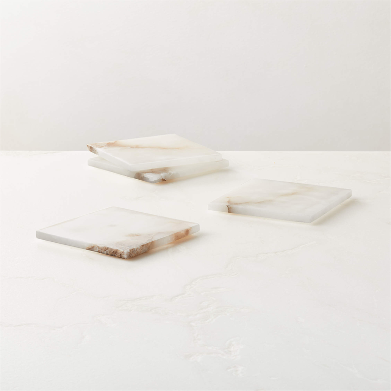CB2 Oni White Alabaster Coasters, Set of 4 for your wedding anniversary