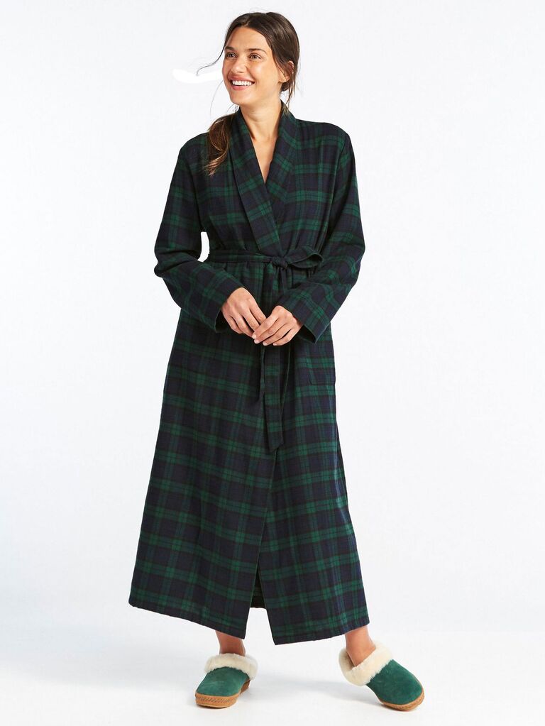L.L.Bean winter flannel getting-ready robe for bridesmaids