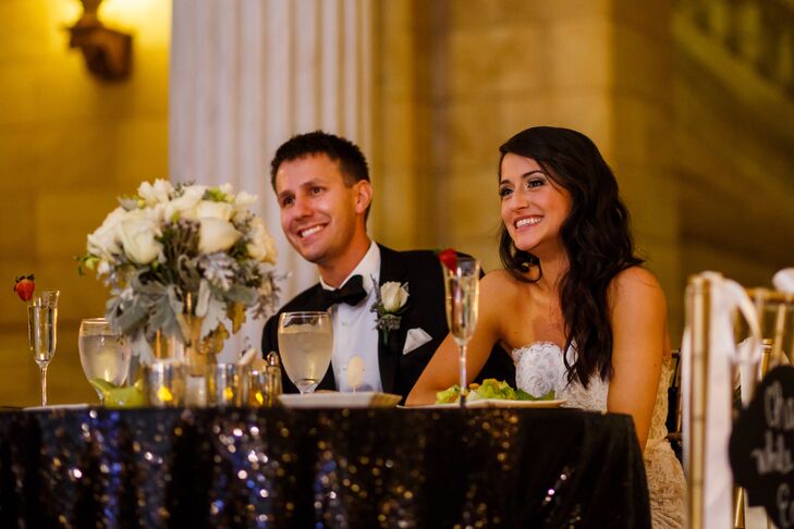 Happy Couple at Reception Sweetheart Table