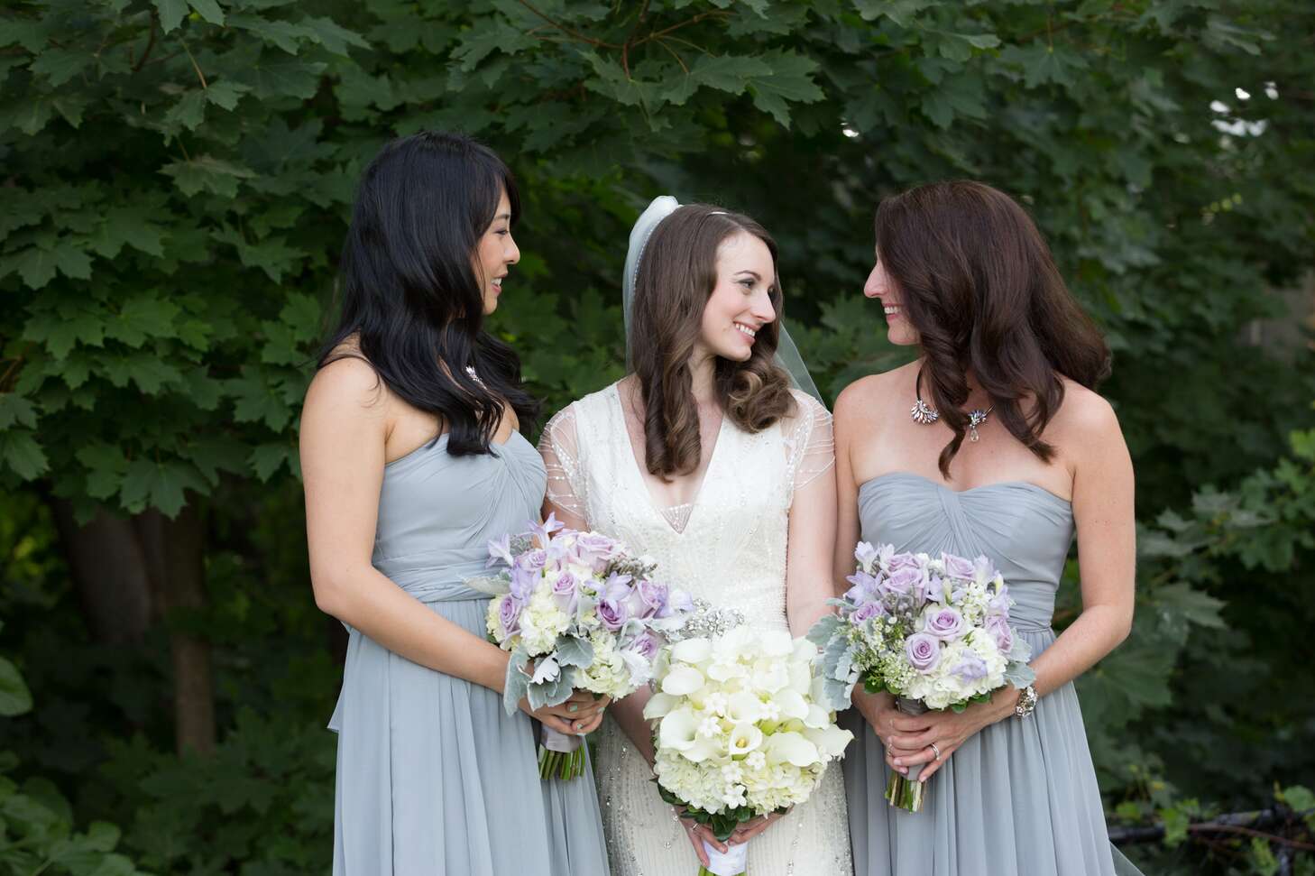 Strapless, Blue-Gray Jenny Yoo Bridesmaid Dresses