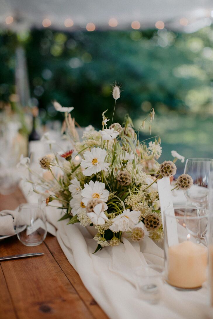 Whimsical Centerpieces with Daisies, Wildflowers and Greenery