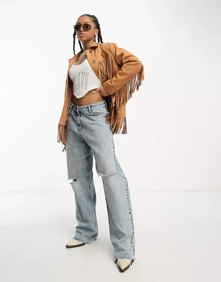 brown fringe suede jacket