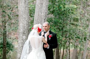 Red-and-White Flower Crown Veil