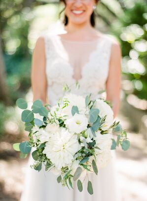 White Dahlia and Lisianthus Bouquet