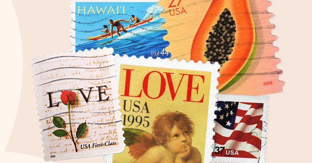 Postage Stamp Themed POSTAGE STAMPS, 15 Different Stamps, Colour