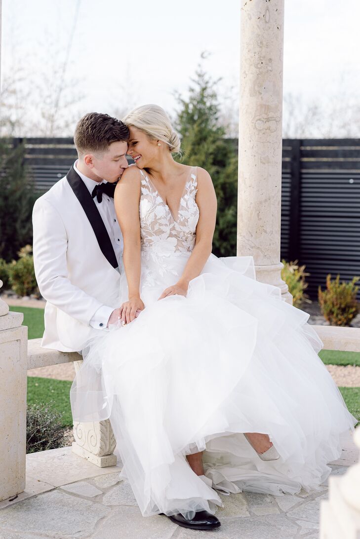 Bride and Groom at Wedding at Knotting Hill Place in Little Elm, Texas
