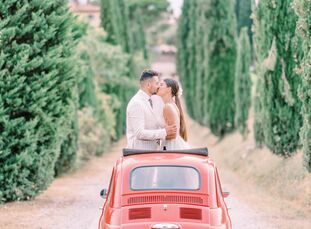 Elizabeth and Alex celebrated their love and their faith with a Romanian Orthodox wedding in Val d’Orcia, <a href="https://www.theknot.com/content/ita