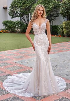 Jasmine Couture Jewel Fit-and-Flare Wedding Dress