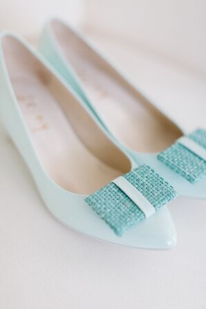 Light Blue Patent Casual Bridal Flats