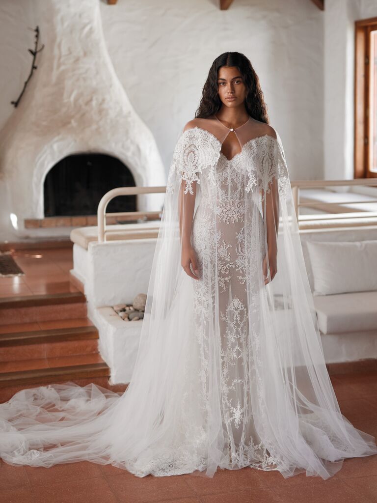 Wedding dress with cape