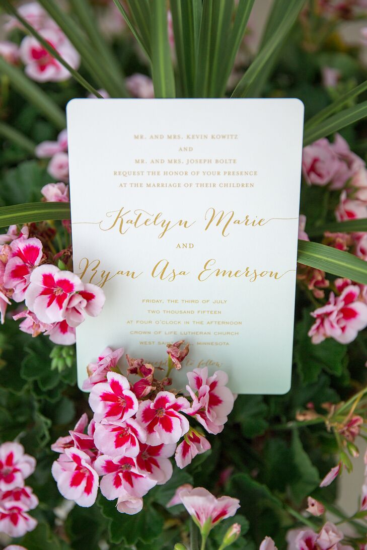 The couple designed their invitations on Minted.com.
