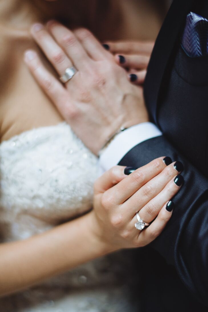 In Mexico, on their first vacation together, Ryan playfully proposed with a fake ring he’d bought at the mall. Eight years later, when he popped the question for real, Ryan presented Whitney with a white gold and diamond replica of the ring he had given her in Mexico.