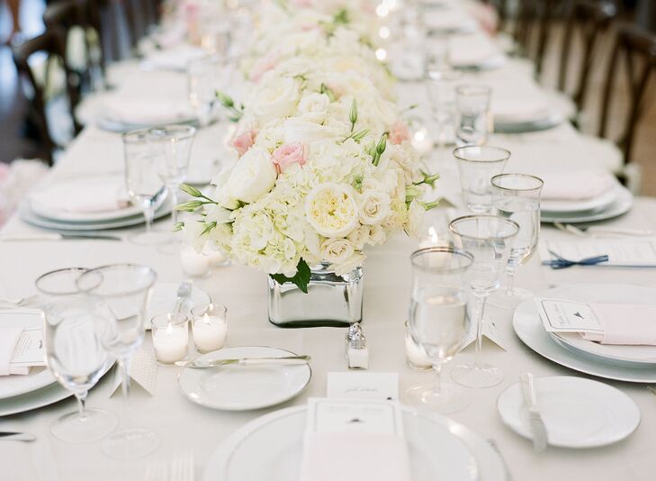 Ivory and Blush Rose Centerpieces