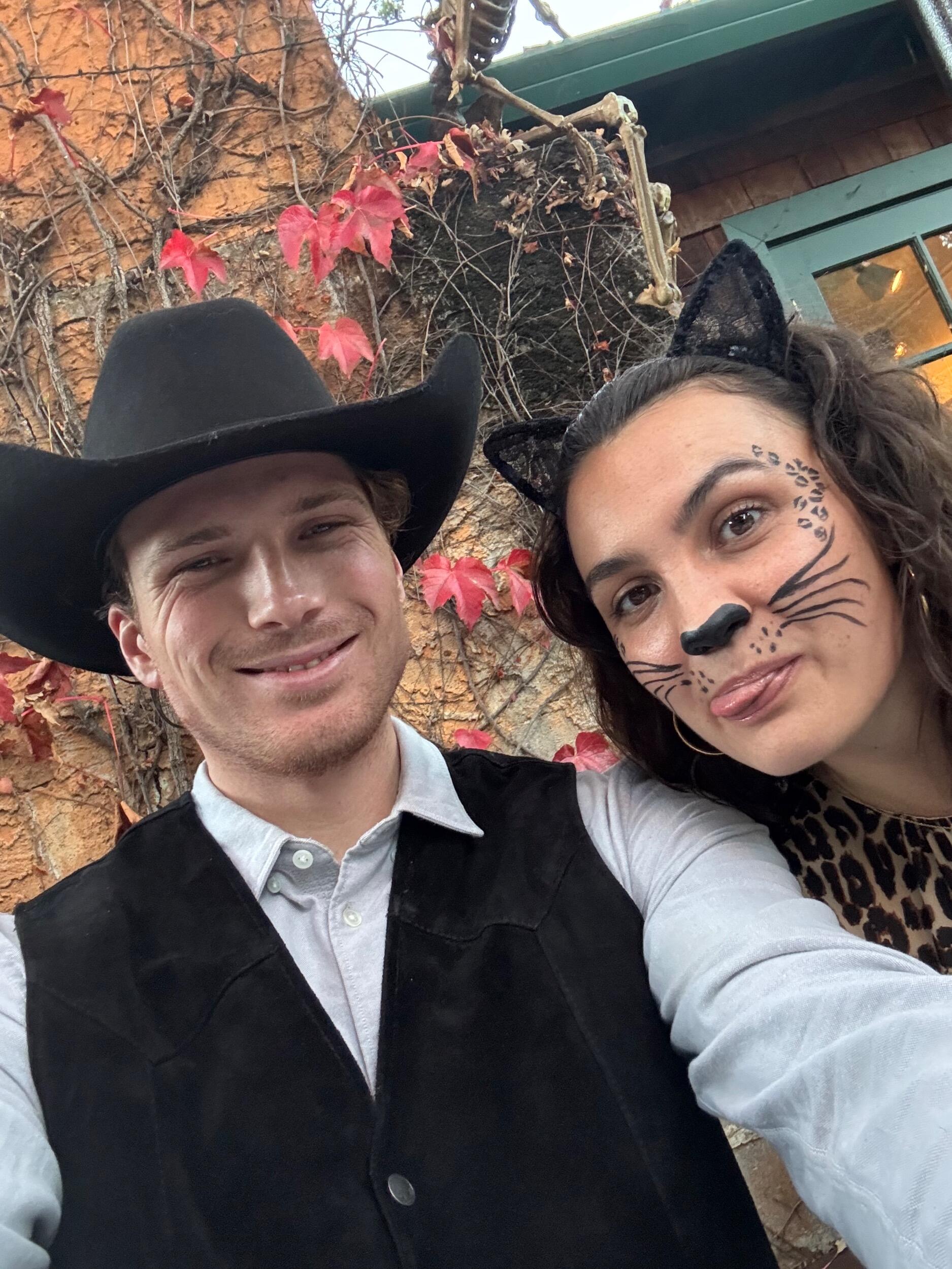 A cowboy lassoed a leopard!