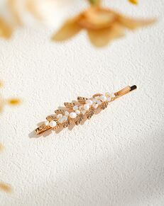 AW Bridal AW BRIDAL Wedding Hair Clips for Brides Pearl Hair Piece for Women Wedding Bridal Hair Pins Hair Accesories for Brides (Gold) Gold Pins, Combs + Clip