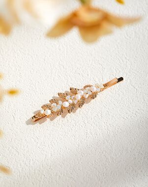 AW Bridal AW BRIDAL Wedding Hair Clips for Brides Pearl Hair Piece for Women Wedding Bridal Hair Pins Hair Accesories for Brides (Gold) Gold Pins, Combs + Clip