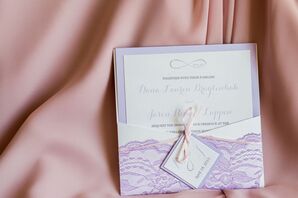 Lavender Wedding Invites With Lace Trim