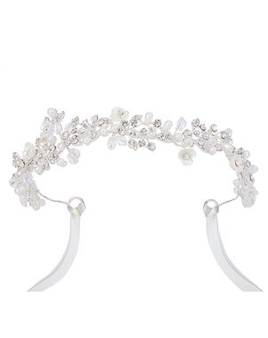 AW Bridal AW BRIDAL Crystal Bridal Headband Silver Wedding Headpieces for Bride Tiara Head Jewelry Hair Accessories for Women Silver Headband