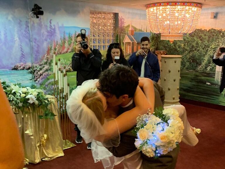 Joe Jonas and Sophie Turner at their wedding ceremony. 