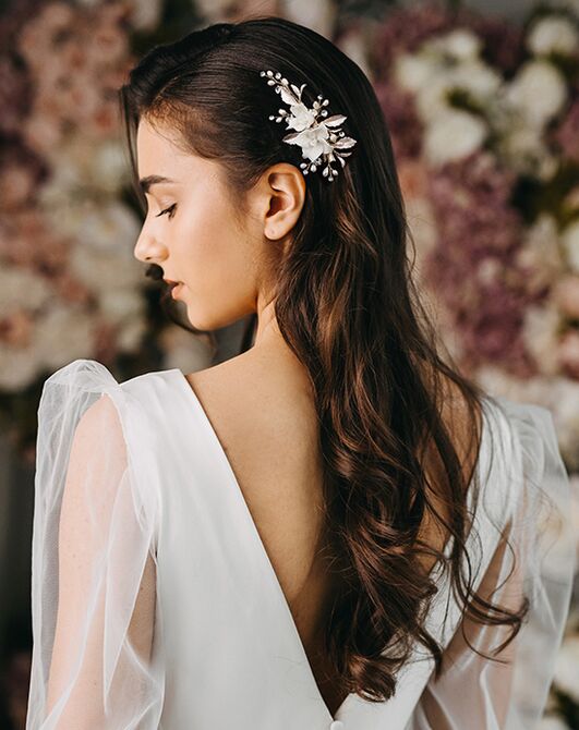AW Bridal AW BRIDAL Swarovski Crystal Bridal Hair Clip White Flower Wedding  Hair Piece for Bride Hair Comb Barrette Bridal Hair Accessories (Gold)  Wedding Hair Pin, Comb + Clip | The Knot