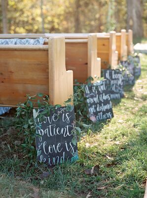 Aisle Decorations with Chalkboard Signs and Calligraphy