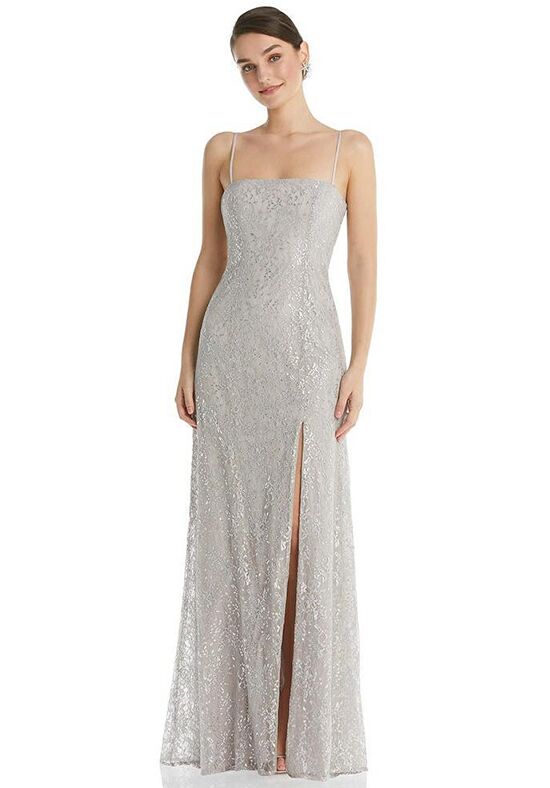 Dessy Group Metallic Lace Trumpet Dress with Adjustable Spaghetti Straps - TH061 Bridesmaid Dress - 1