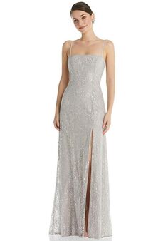 Dessy Group Metallic Lace Trumpet Dress with Adjustable Spaghetti Straps - TH061 Bridesmaid Dress