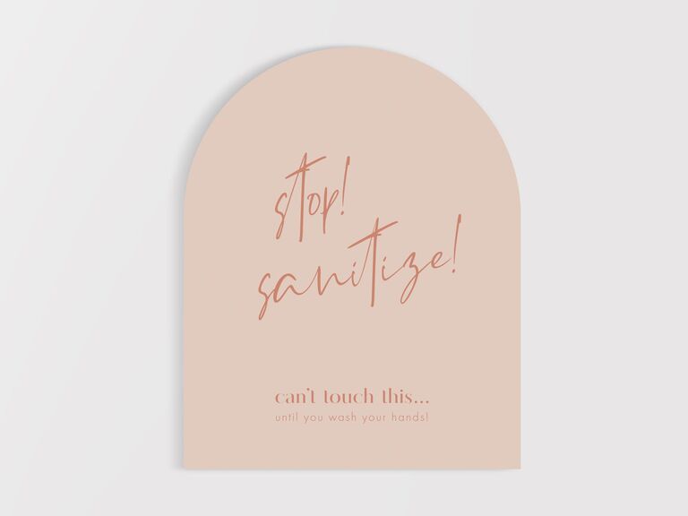 Arched hand sanitizer wedding sign