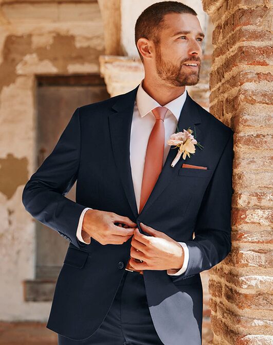 Birdy Grey Suits Taylor Suit Jacket in Navy Blue Tuxedo - 4