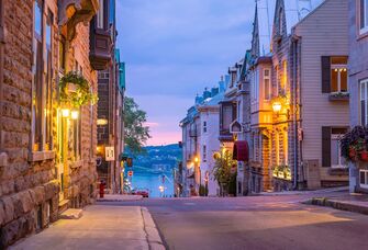 Sunset over Québec City in Montréal, Canada.