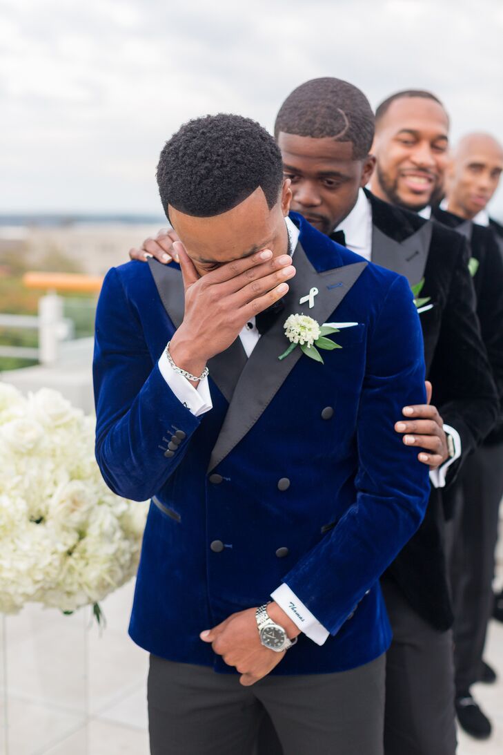 Groom Crying During Ceremony at The Faulkner in Jackson, Mississippi