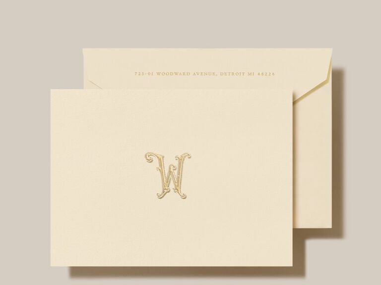 Single-letter monogram couples stationery set from Crane