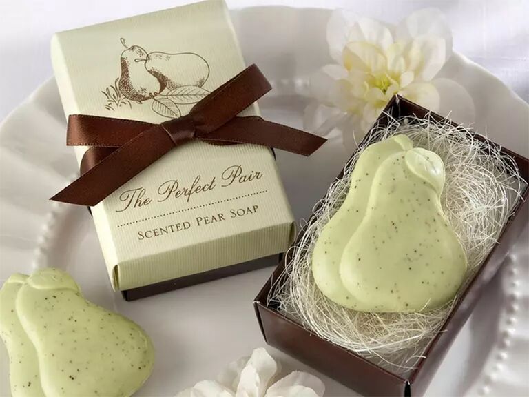 Pear-scented soap wedding favors
