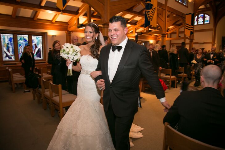 The bride and groom held their ceremony in the chapel of Loyola Blakefield High School. Randy attended high school there so it was an important piece of his personal history and the best choice for the couple.