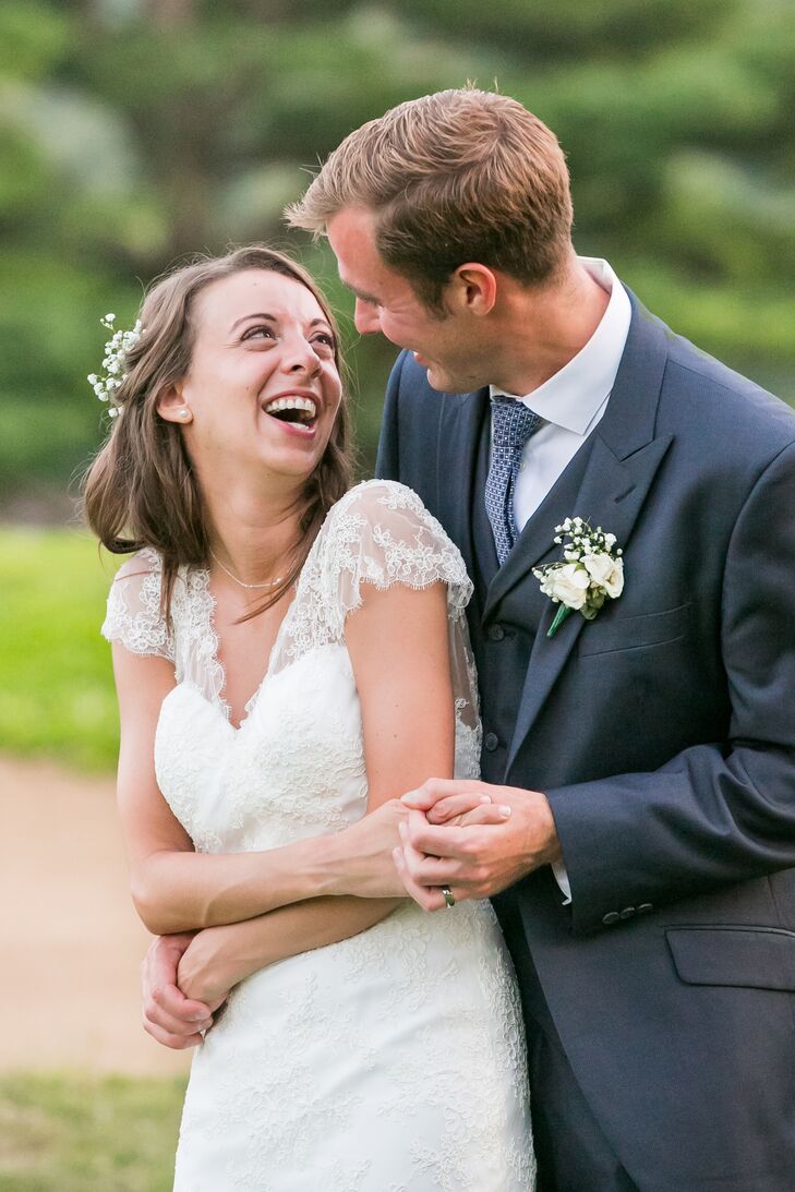 Happy Couple Embracing at Outdoor Venue