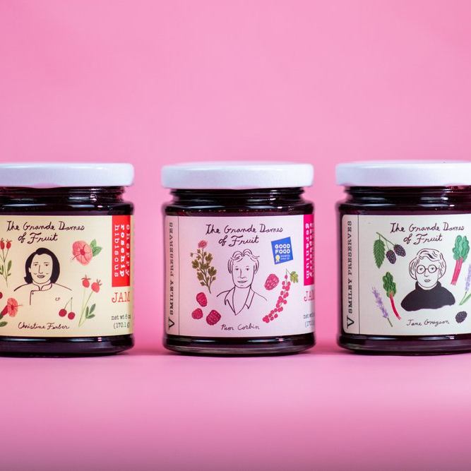 Fancy jam sampler from V Smiley Preserves to say thanks to your parents for your wedding