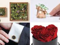Collage of four 15-year anniversary gift ideas