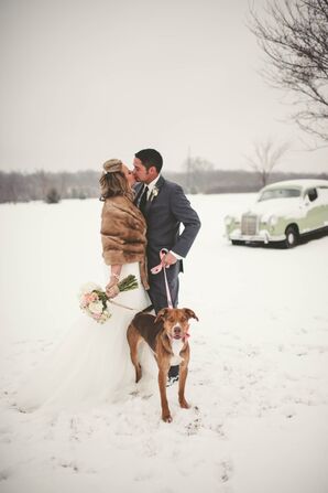 Wedding Dog With Pink Bow Tie