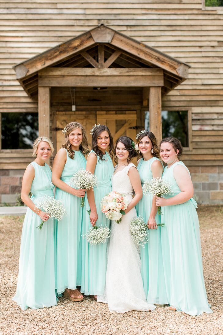 floor-length-turquoise-bridesmaid-dresses