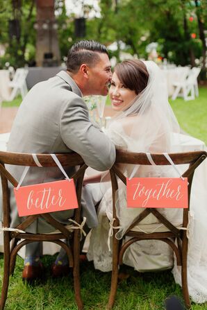 'Better Together' Coral Wedding Chair Signs