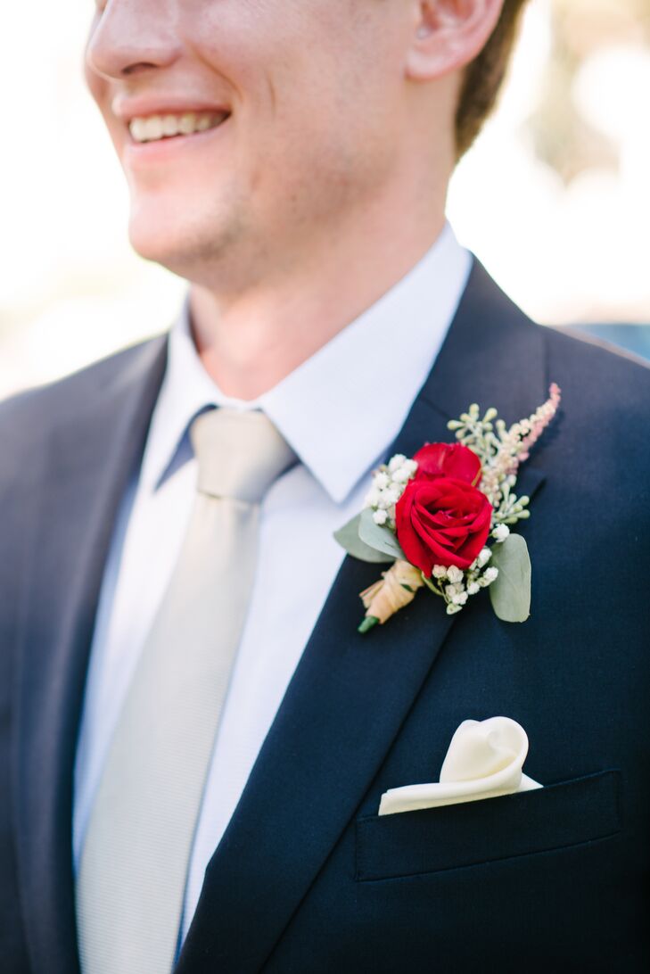 Burgundy Peony Boutonniere