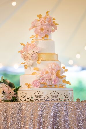 Blush Sugar Flowers on Luxe Wedding Cake