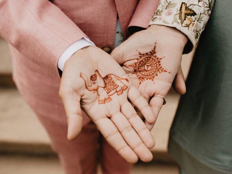 Simple matching couple henna tattoos