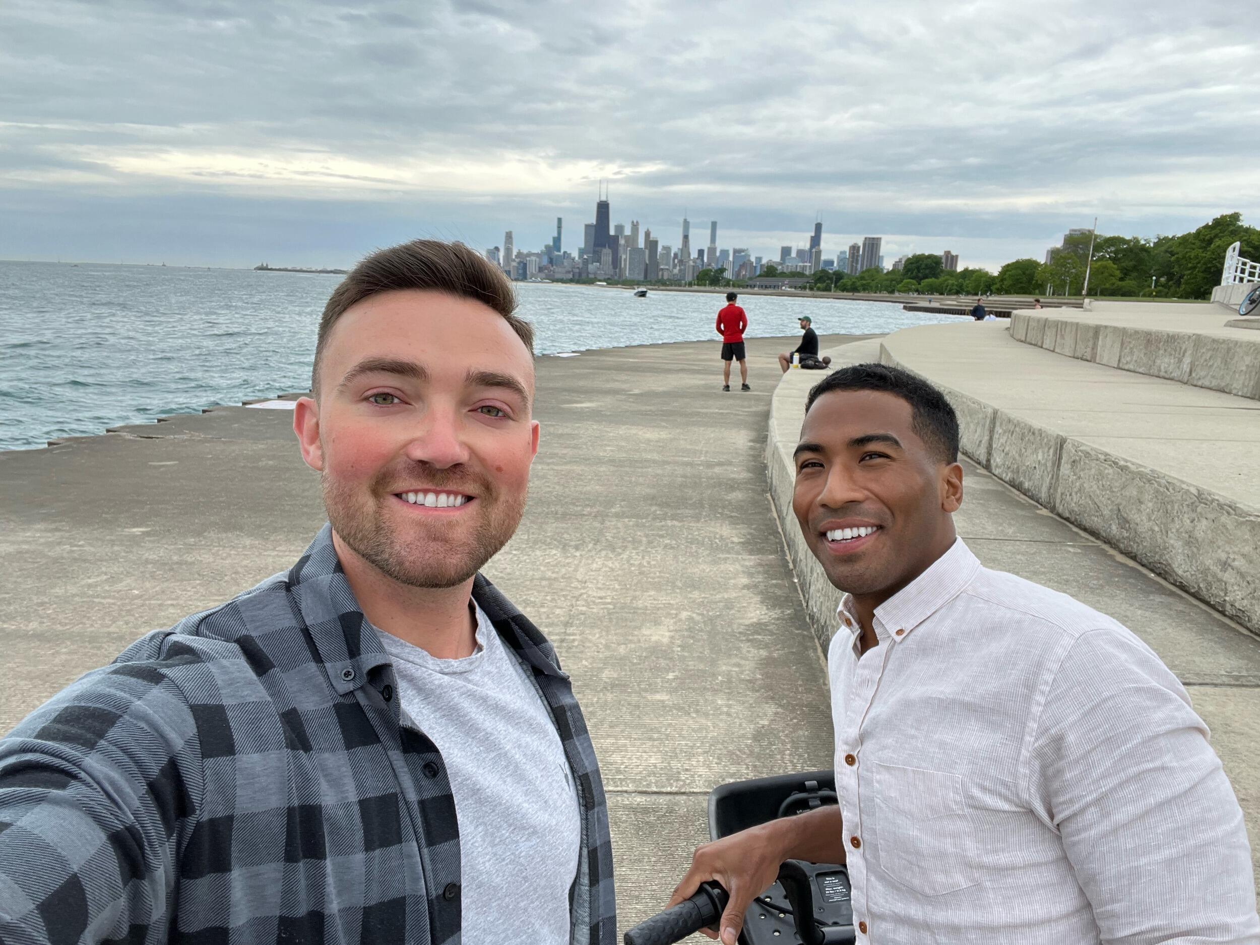 Visit: After months of texting, Josh just happened to have a “work trip” to Chicago. Funny enough, those work obligations disappeared the moment he arrived. The weekend was filled with getting to know each other, exploring the city, and realizing that what started as a friendly connection felt a lot more like something special.