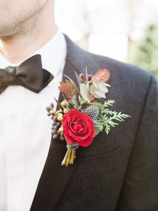 Boutonniere with red rose