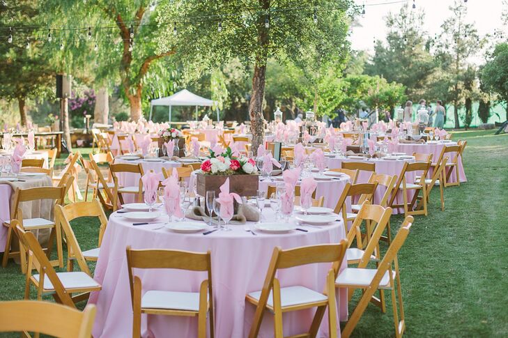 A sea of pink brought a feminine touch to the otherwise rustic feel of the day.