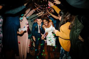 Newlyweds With Confetti at Their Wedding Celebration