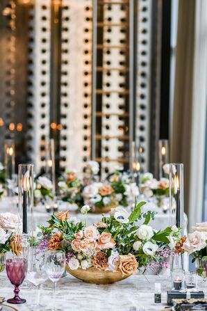 Tablescape With Anemone Centerpieces and Black Taper Candles